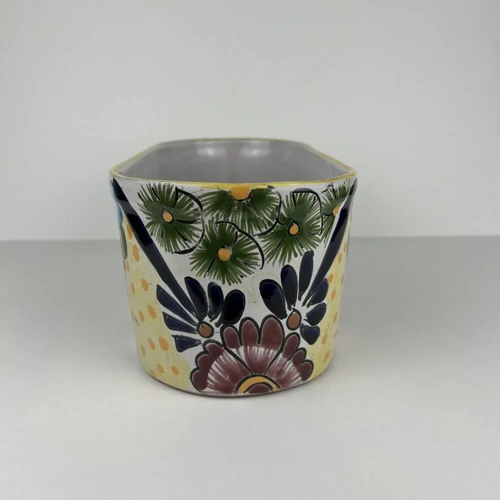 Talavera Castillo Mexico Ceramic Oval Planter Hand Painted Flower Pot Window Box